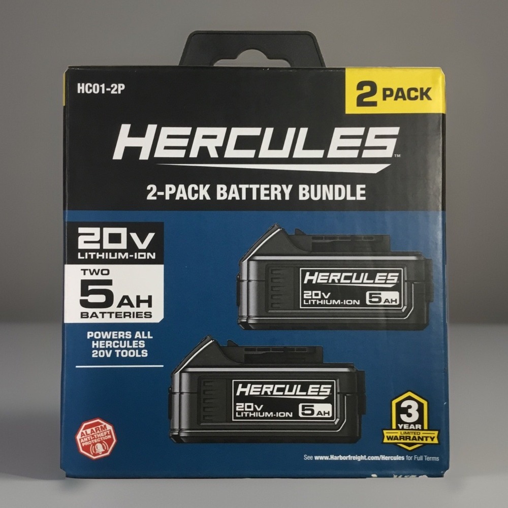 HERCULES 2-Pack Battery Bundle 20v Lithium-ion 5AH HC01-2P (P15030416) New